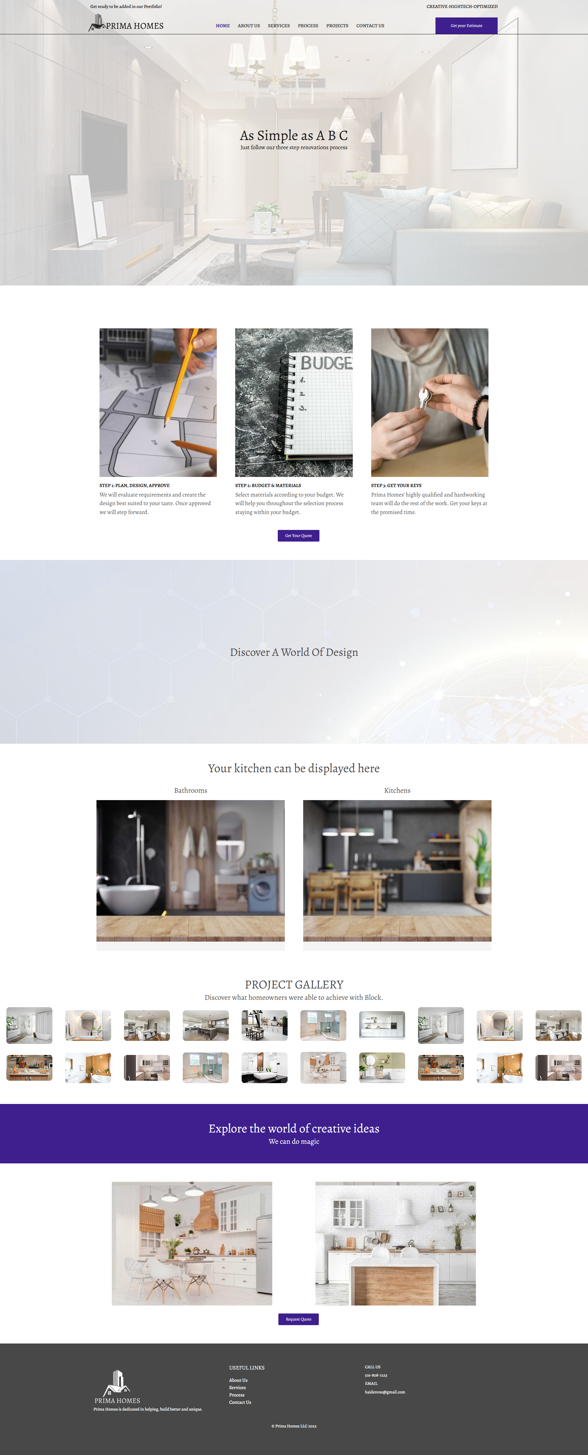 Prima Homes Websites project