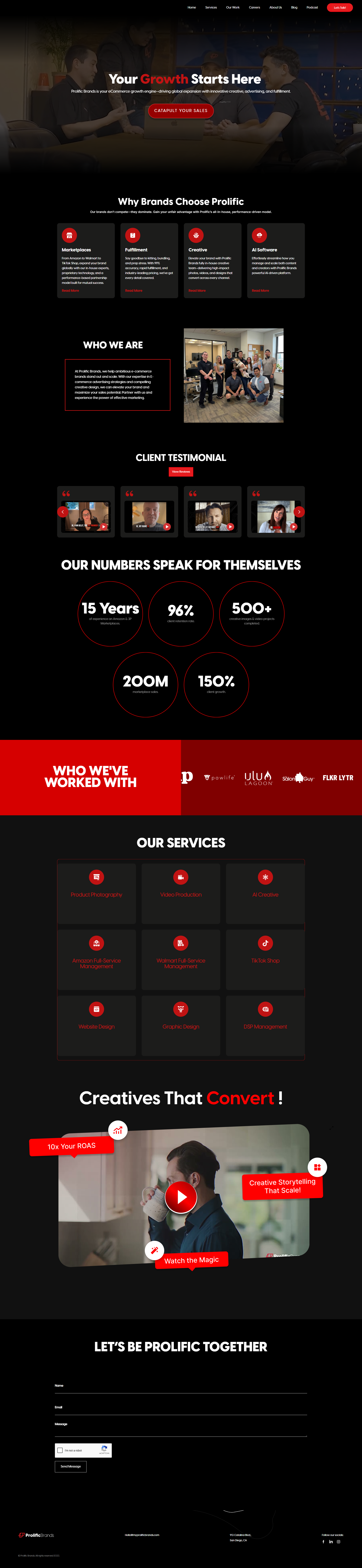 Profilic Brands Websites project