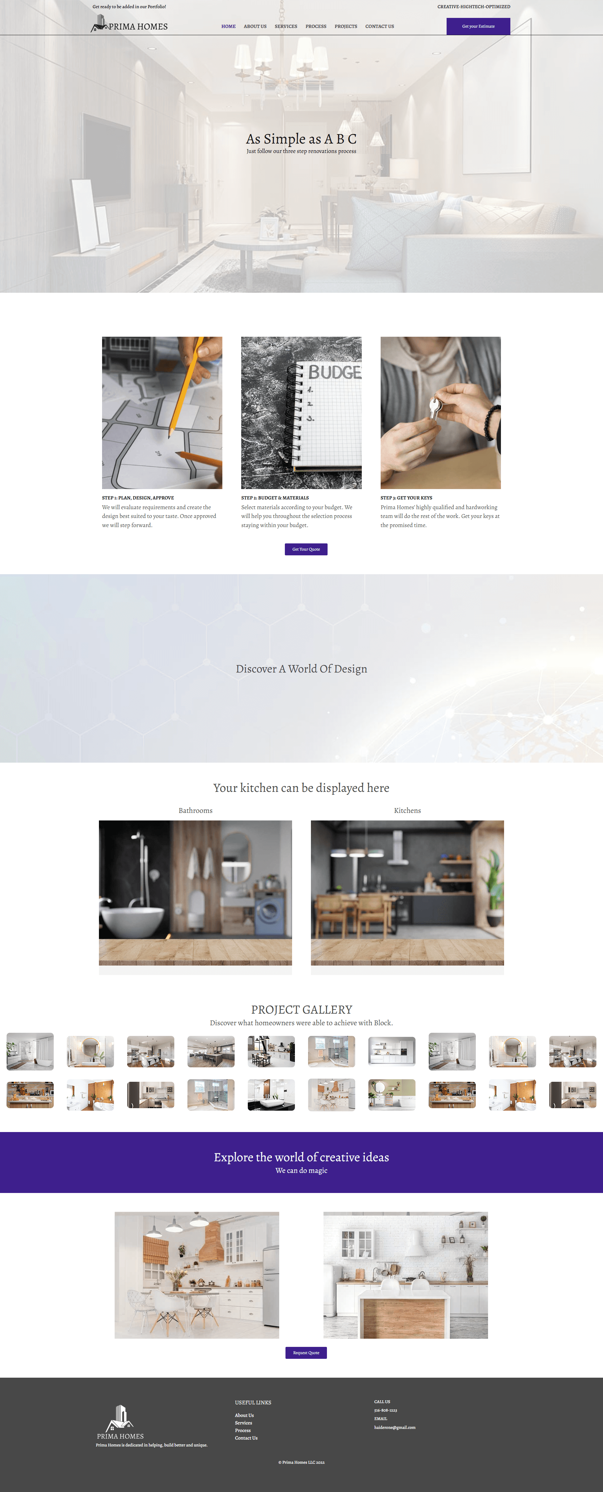 Prima Homes website preview