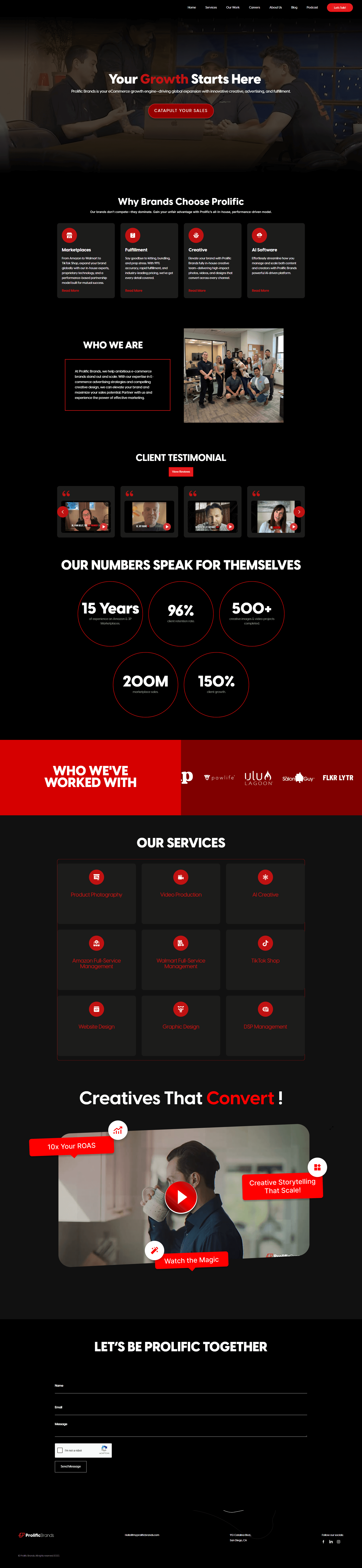 Profilic Brands website preview